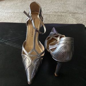 Silver 3 inch 9.5 pointed toe heels